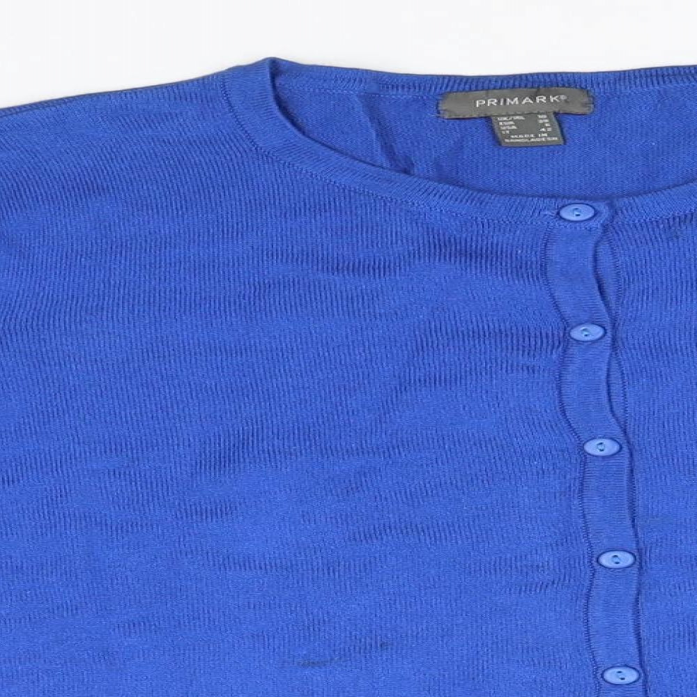 Primark Womens Blue Round Neck  Cotton Cardigan Jumper Size 10