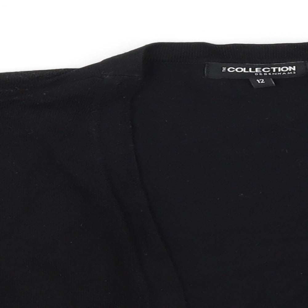 Debenhams Womens Black Round Neck   Cardigan Jumper Size 12