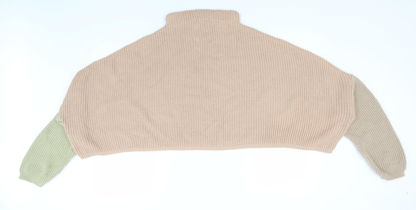 PRETTYLITTLETHING Womens Brown Round Neck  Acrylic Pullover Jumper Size 8
