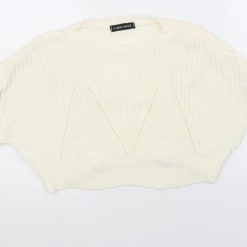 Preworn Womens Ivory Round Neck  Acrylic Pullover Jumper Size L