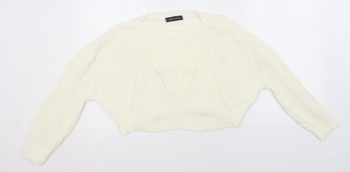 Preworn Womens Ivory Round Neck  Acrylic Pullover Jumper Size L
