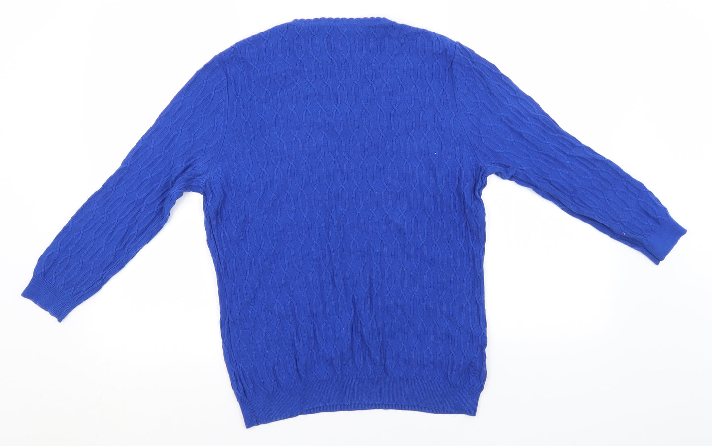 Preworn Womens Blue V-Neck  Cotton Pullover Jumper