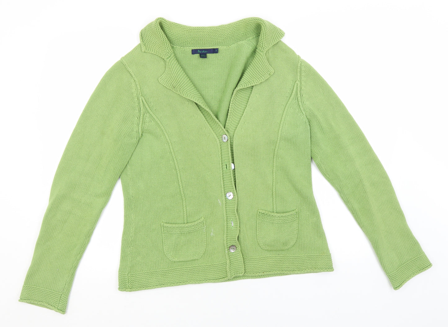 Boden Womens Green Collared  Cotton Cardigan Jumper Size 14