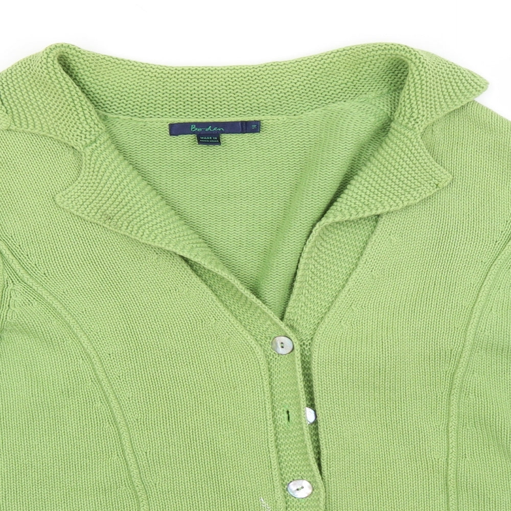 Boden Womens Green Collared  Cotton Cardigan Jumper Size 14