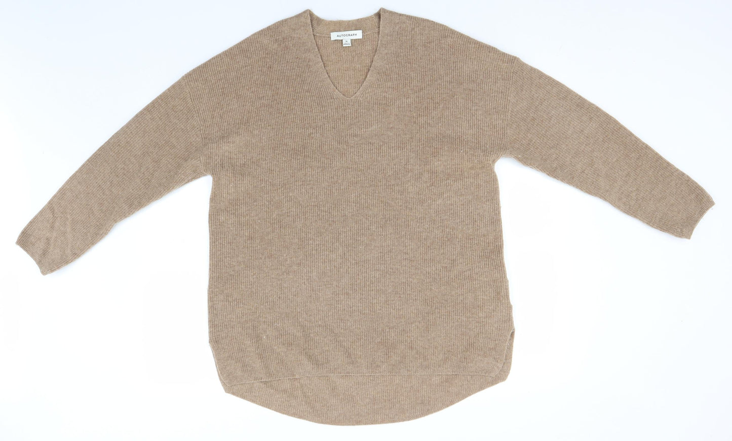 Autograph Mens Green V-Neck  Wool Pullover Jumper Size M