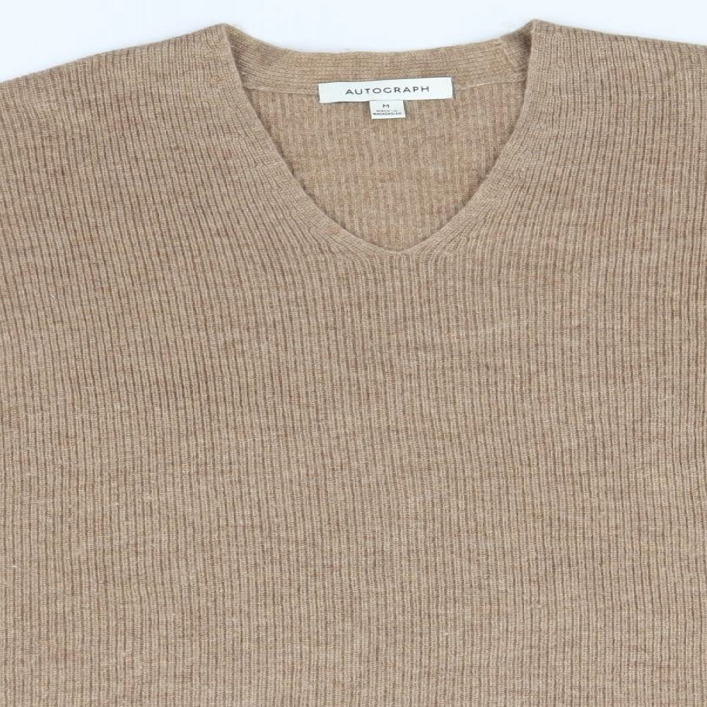 Autograph Mens Green V-Neck  Wool Pullover Jumper Size M