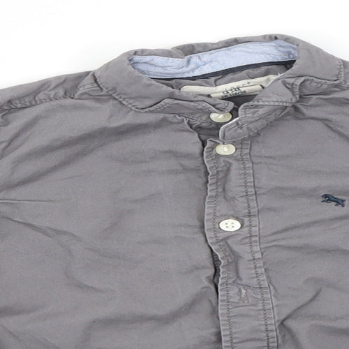 Preworn Boys Grey  Cotton Basic Button-Up Size 3-4 Years Collared