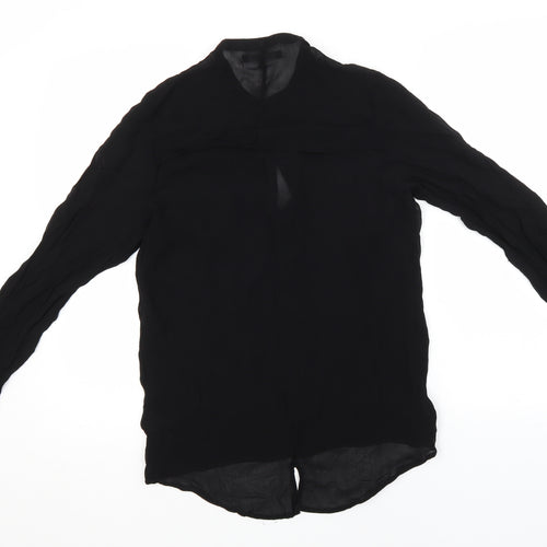 NEXT Womens Black  Viscose Basic Button-Up Size 12 Crew Neck