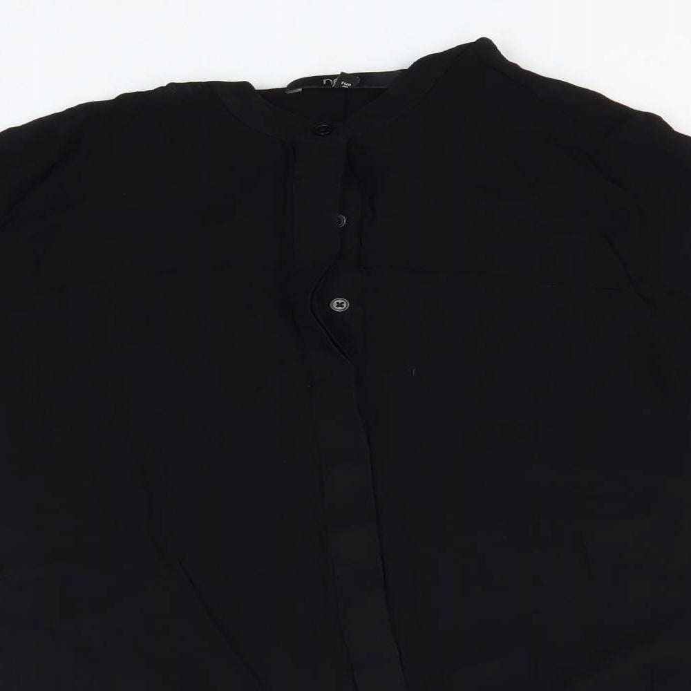 NEXT Womens Black  Viscose Basic Button-Up Size 12 Crew Neck