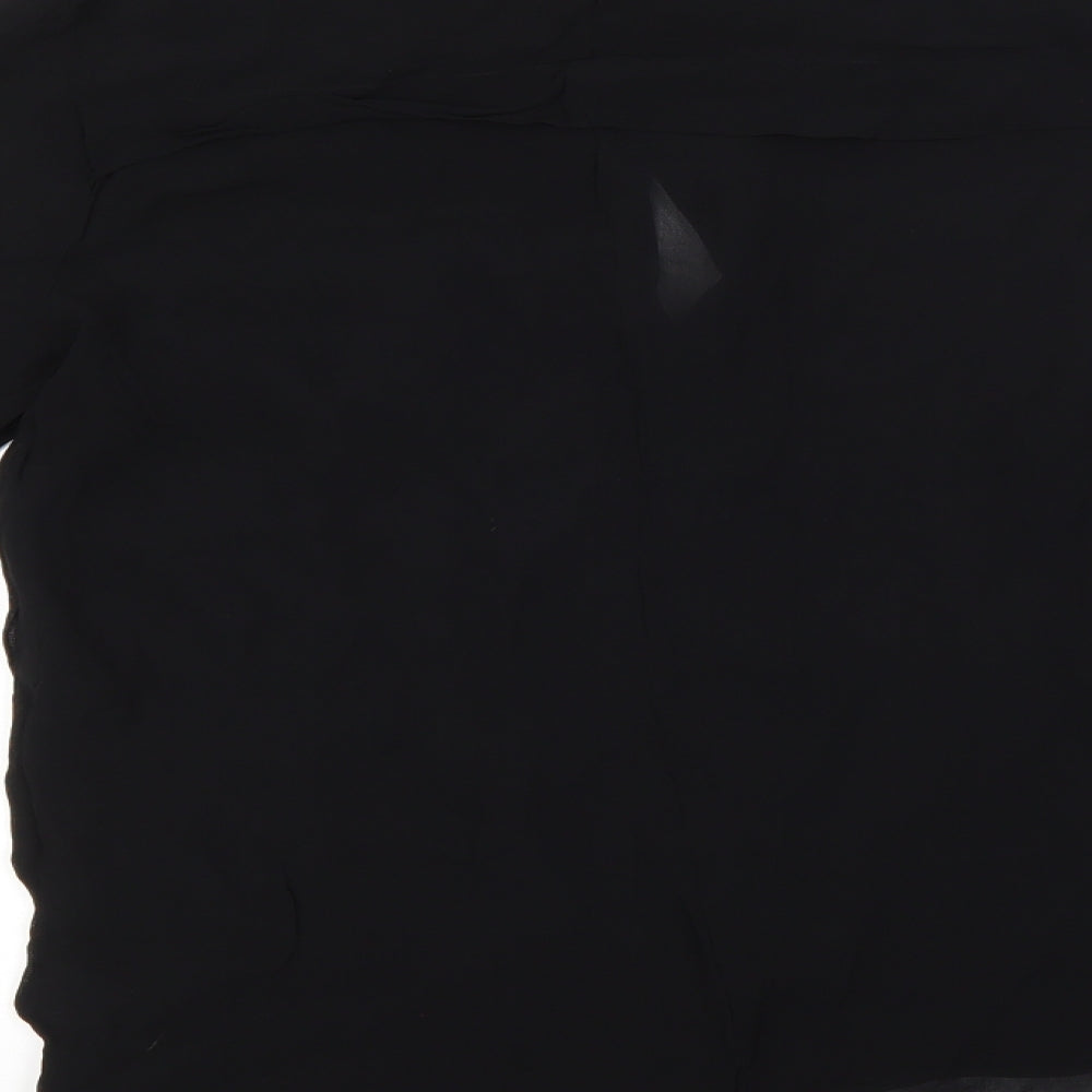 NEXT Womens Black  Viscose Basic Button-Up Size 12 Crew Neck