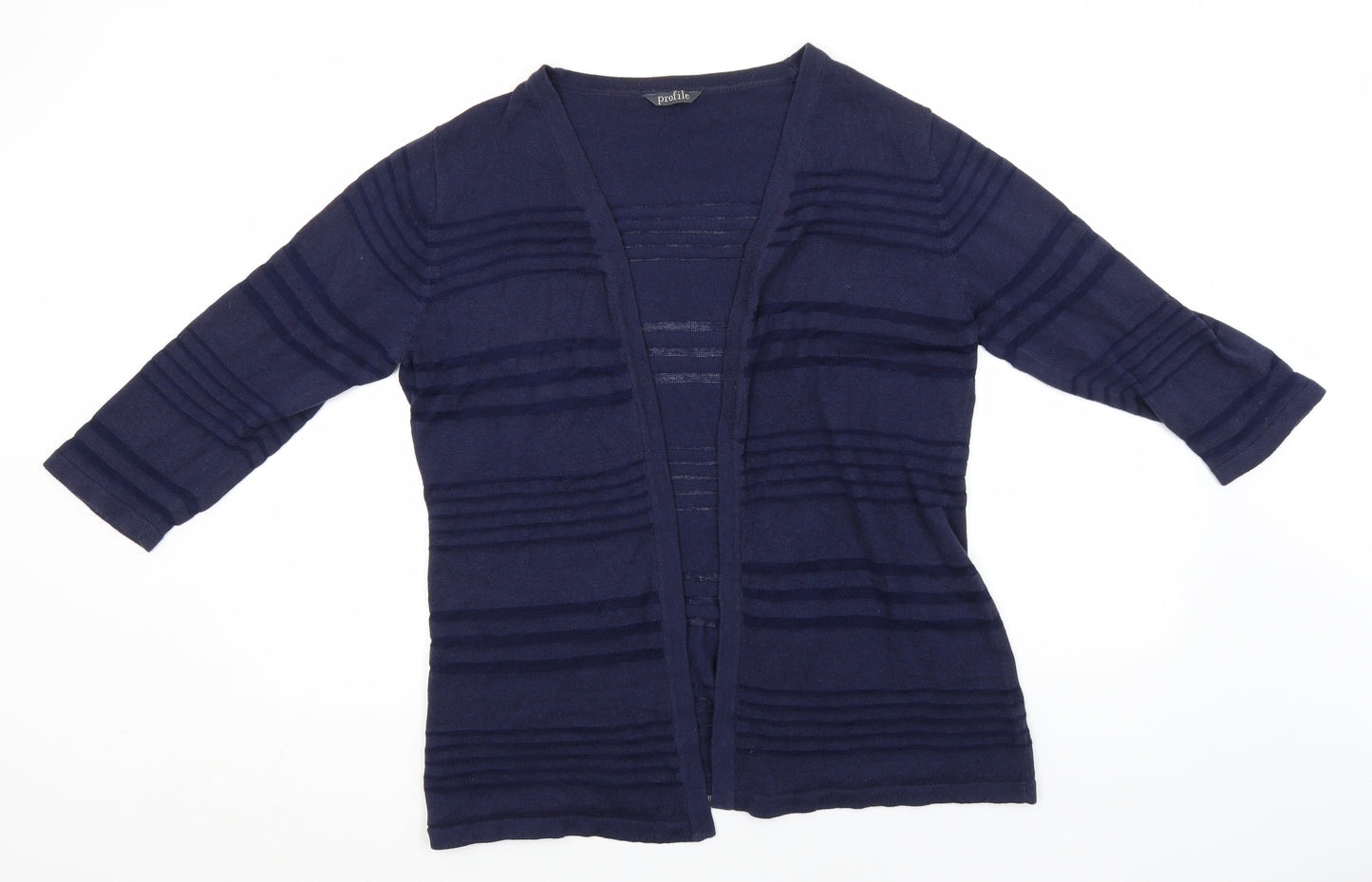 Profile Womens Blue Round Neck Striped  Cardigan Jumper