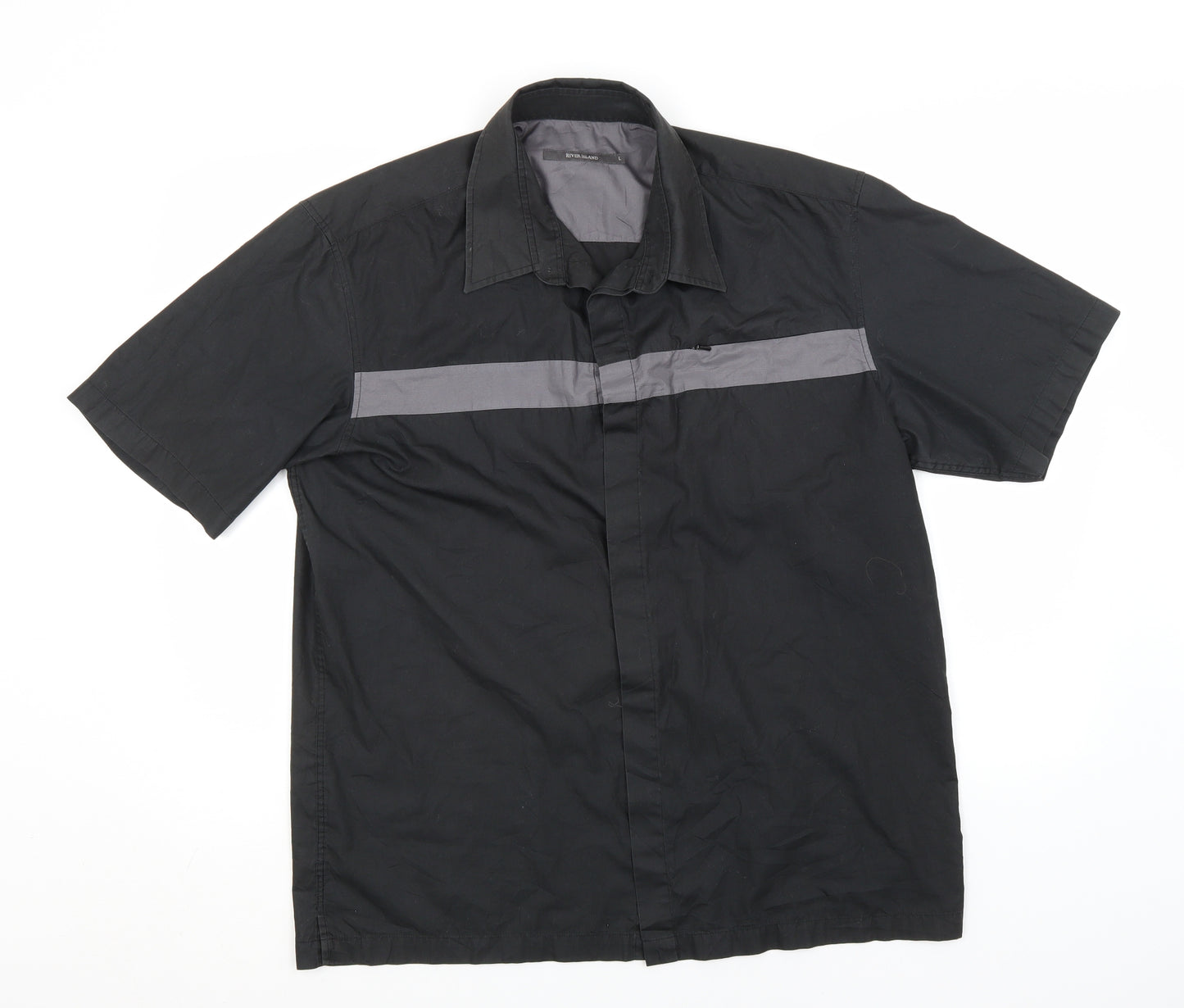 River Island Mens Grey  Polyester  Button-Up Size L Collared