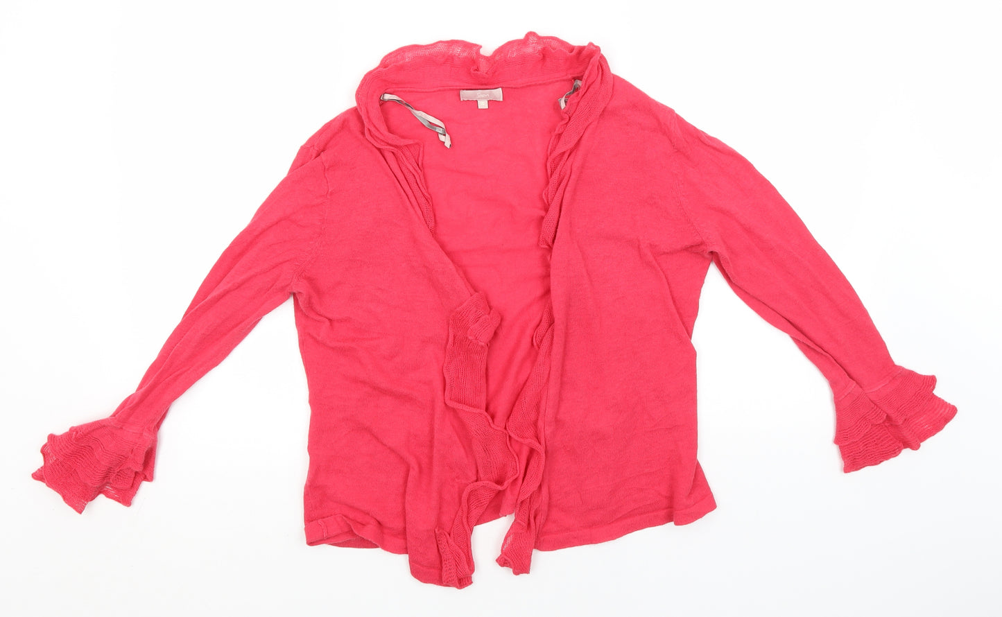 Soon Womens Pink Round Neck  Linen Cardigan Jumper Size 16