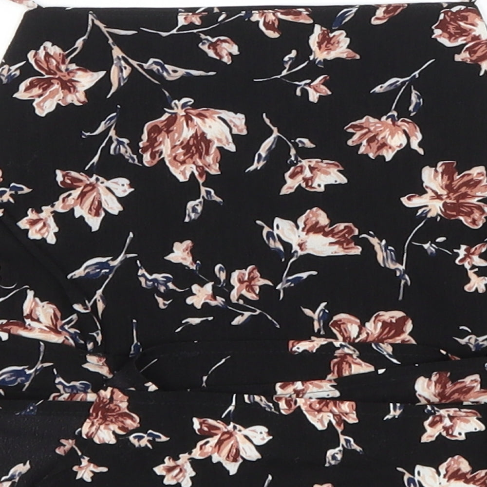 Glamorous Womens Black Floral Polyester Basic Tank Size XS Off the Shoulder