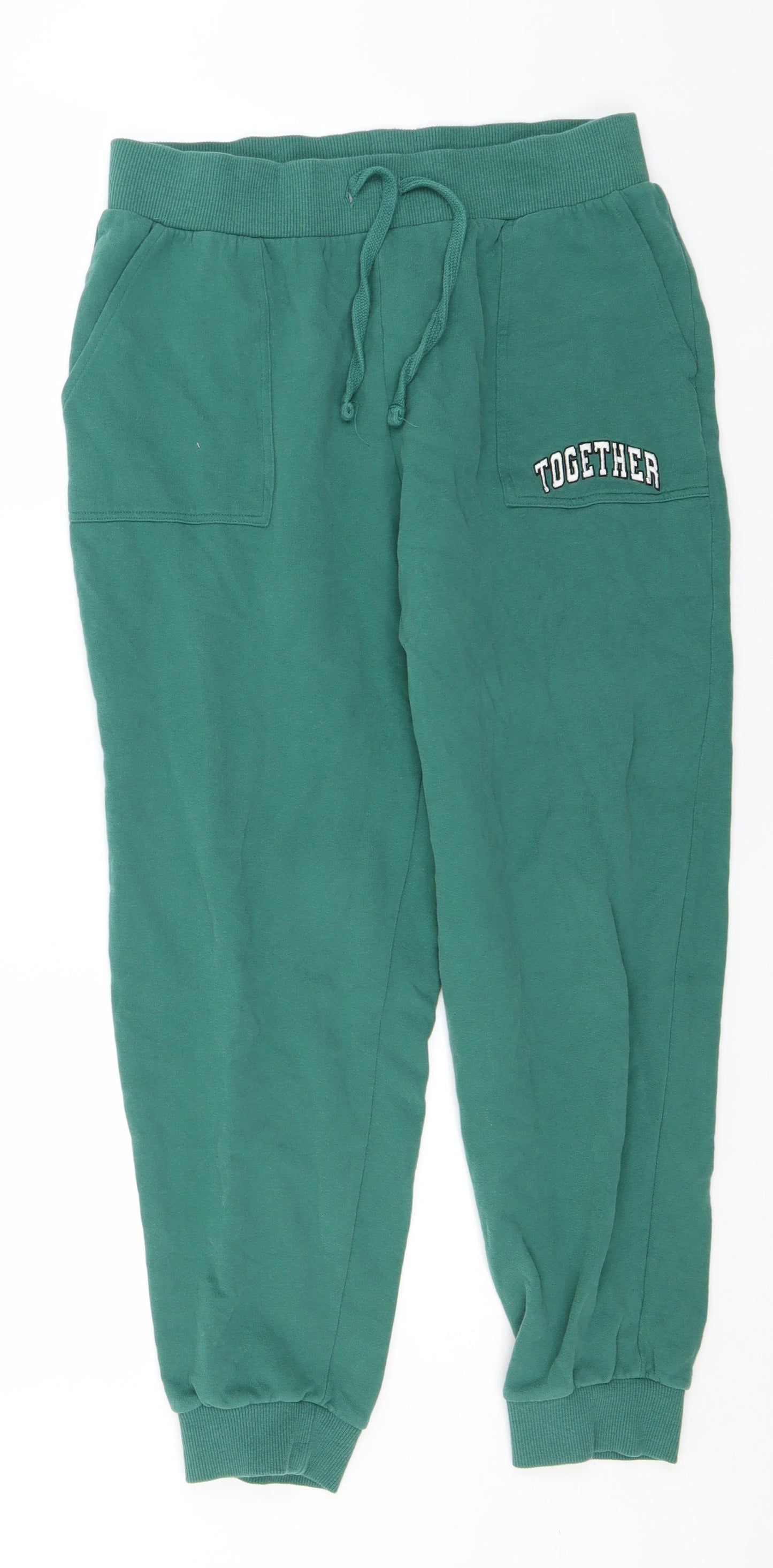 F&F Womens Green  Cotton Sweatpants Trousers Size 12 L25 in Regular