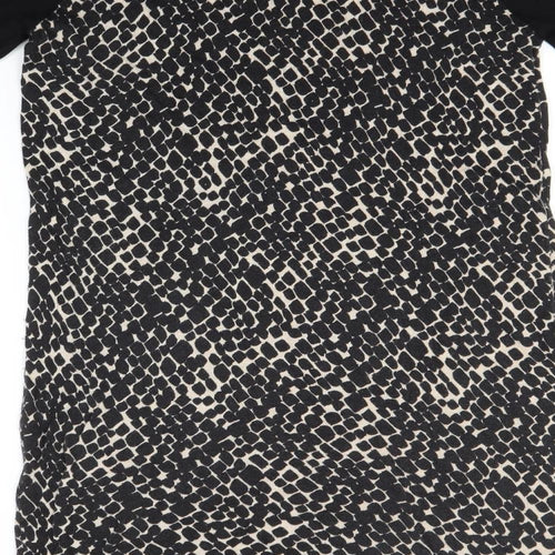 TU Womens Black Animal Print Polyamide T-Shirt Dress  Size 14  Round Neck
