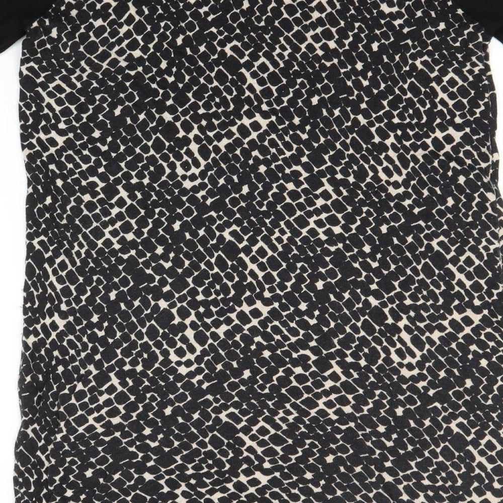 TU Womens Black Animal Print Polyamide T-Shirt Dress  Size 14  Round Neck
