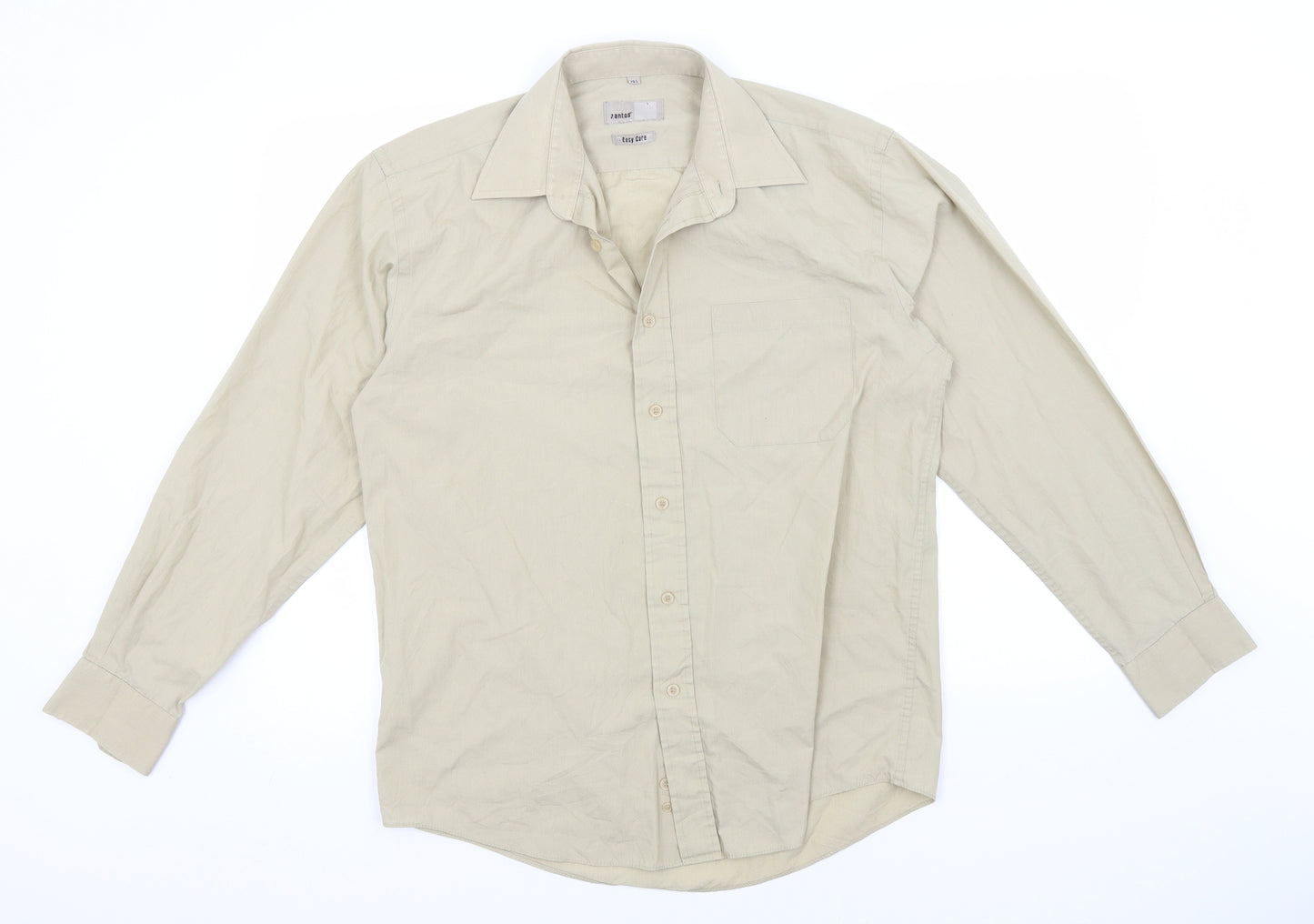 Preworn Mens Beige    Button-Up Size 15.5 Collared
