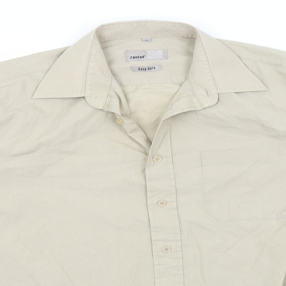 Preworn Mens Beige    Button-Up Size 15.5 Collared