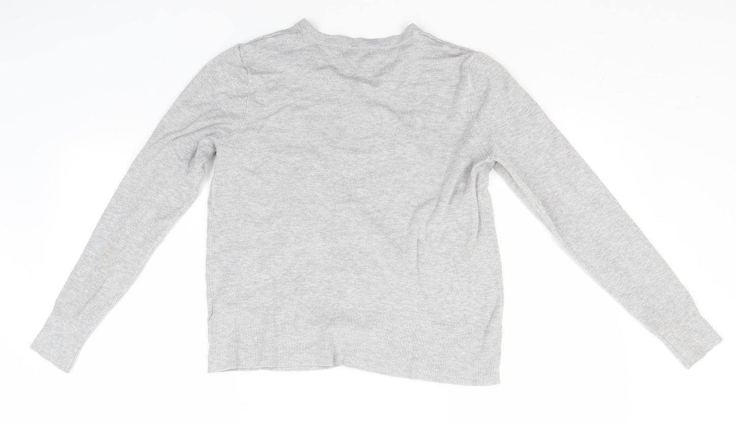 Papaya Womens Grey Round Neck  Viscose Cardigan Jumper Size 14