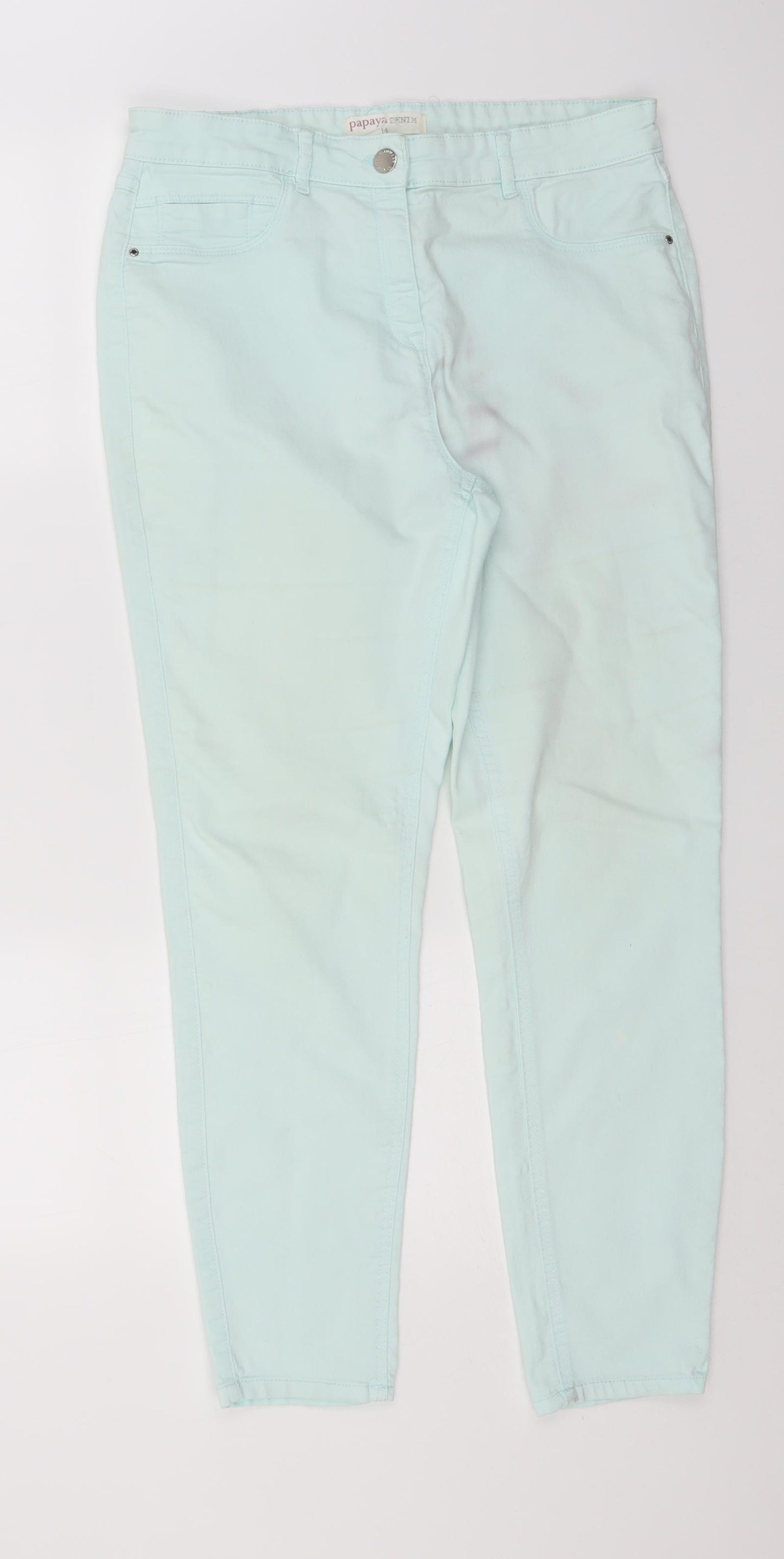 Papaya Womens White  Cotton Trousers  Size 14 L27 in Regular