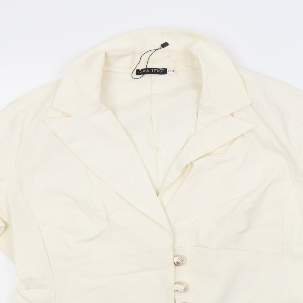 I SAW IT FIRST Womens Ivory   Overcoat Coat Size 18