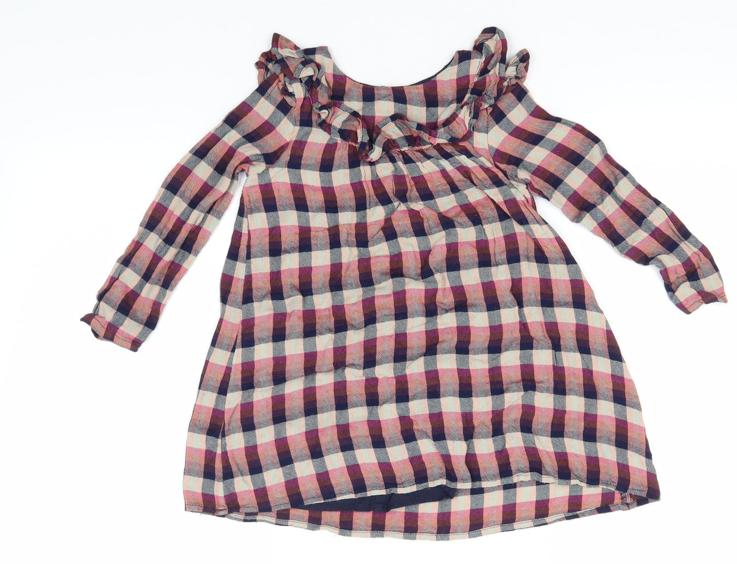 George Girls Multicoloured Check Viscose A-Line  Size 2-3 Years  Round Neck