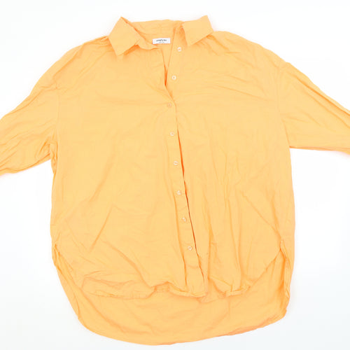 Simply Be Womens Orange  Cotton Basic Button-Up Size 24 Collared