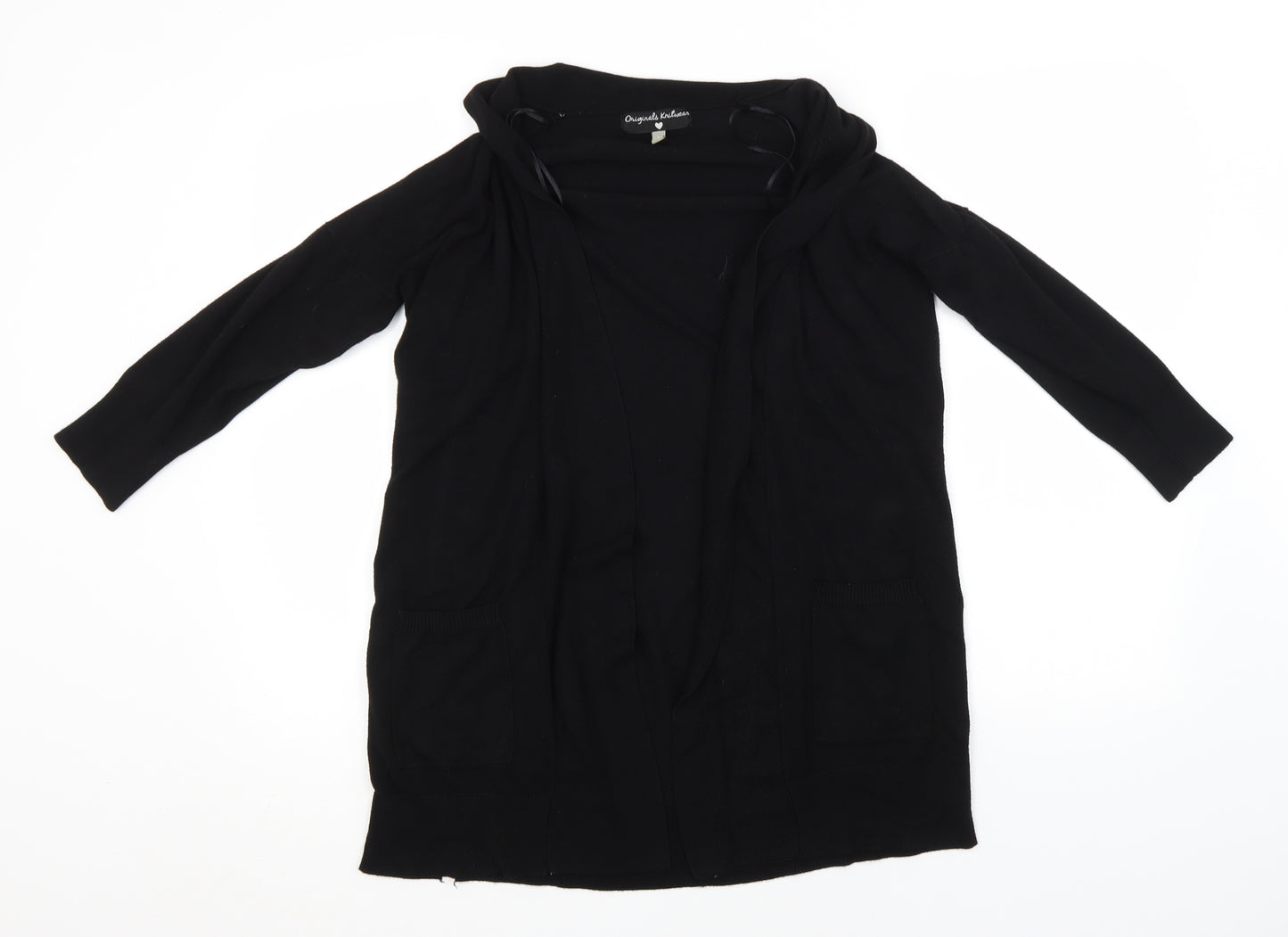 Preworn Womens Black Round Neck  Viscose Cardigan Jumper Size S