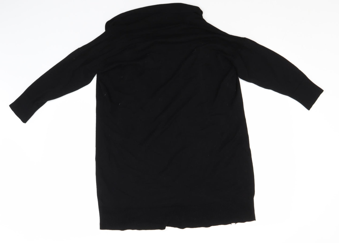 Preworn Womens Black Round Neck  Viscose Cardigan Jumper Size S