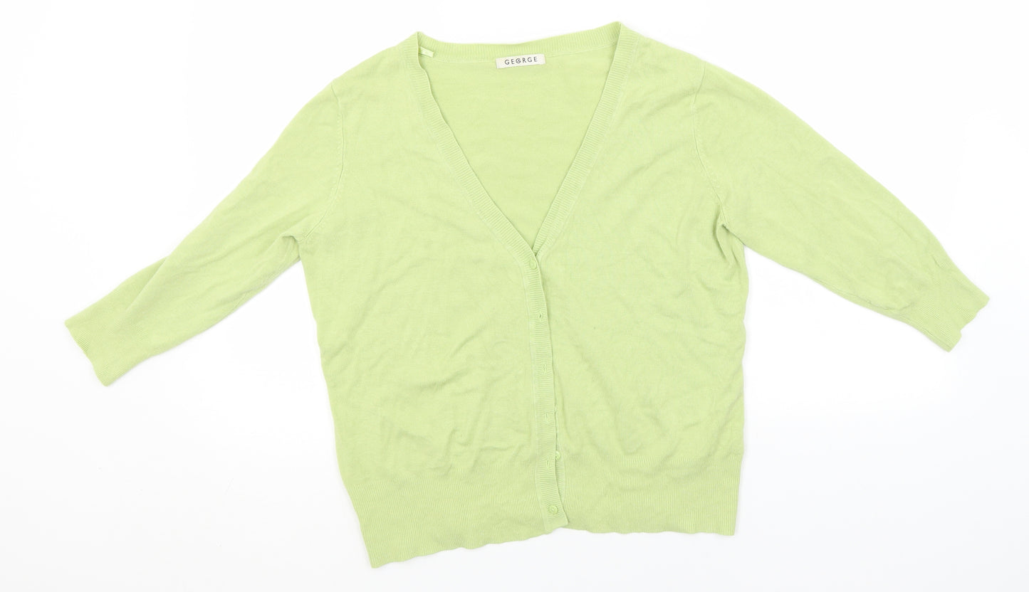 George Womens Green V-Neck  Viscose Cardigan Jumper Size 16