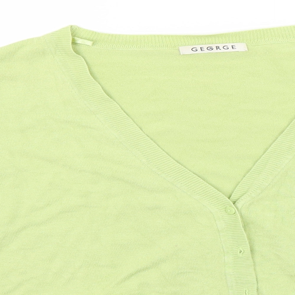 George Womens Green V-Neck  Viscose Cardigan Jumper Size 16
