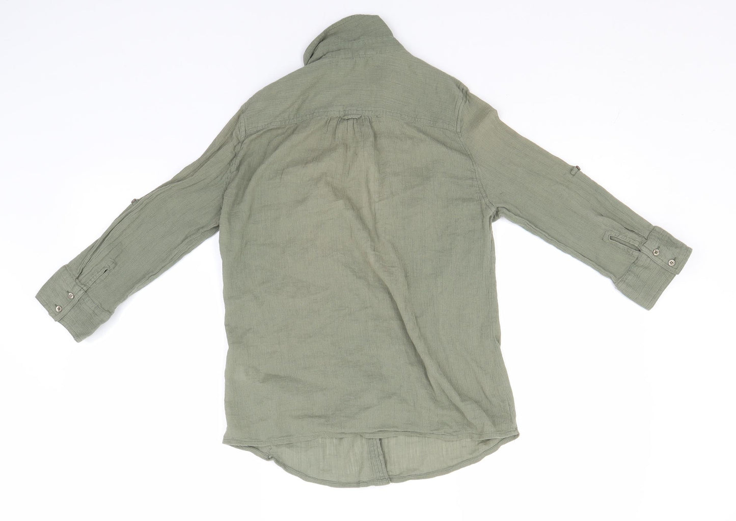 Monsoon Womens Green  Cotton Basic Button-Up Size 10 Collared