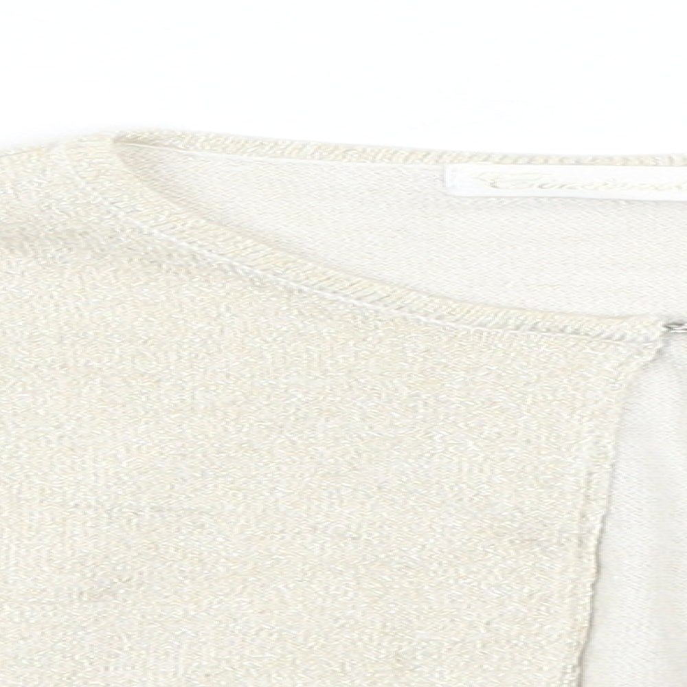 Preworn Womens Gold Round Neck  Cotton Cardigan Jumper Size 4