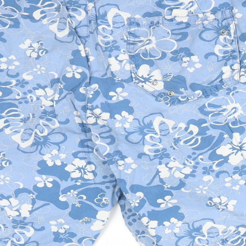 River Island Mens Blue Floral Cotton Cargo Shorts Size 32 L8 in Regular