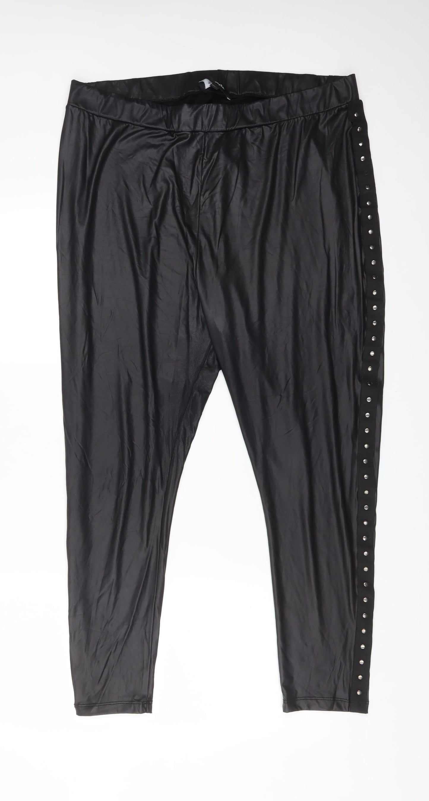 Simply Be Womens Black  Polyester  Leggings Size 22 L26 in