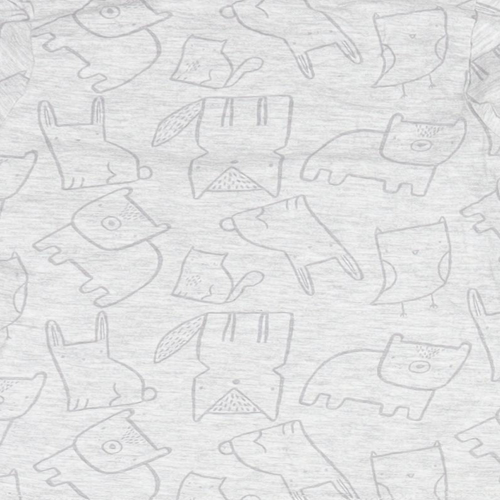 George Boys Grey Animal Print Cotton Basic T-Shirt Size 18-24 Months Round Neck  - FOX. RABBIT