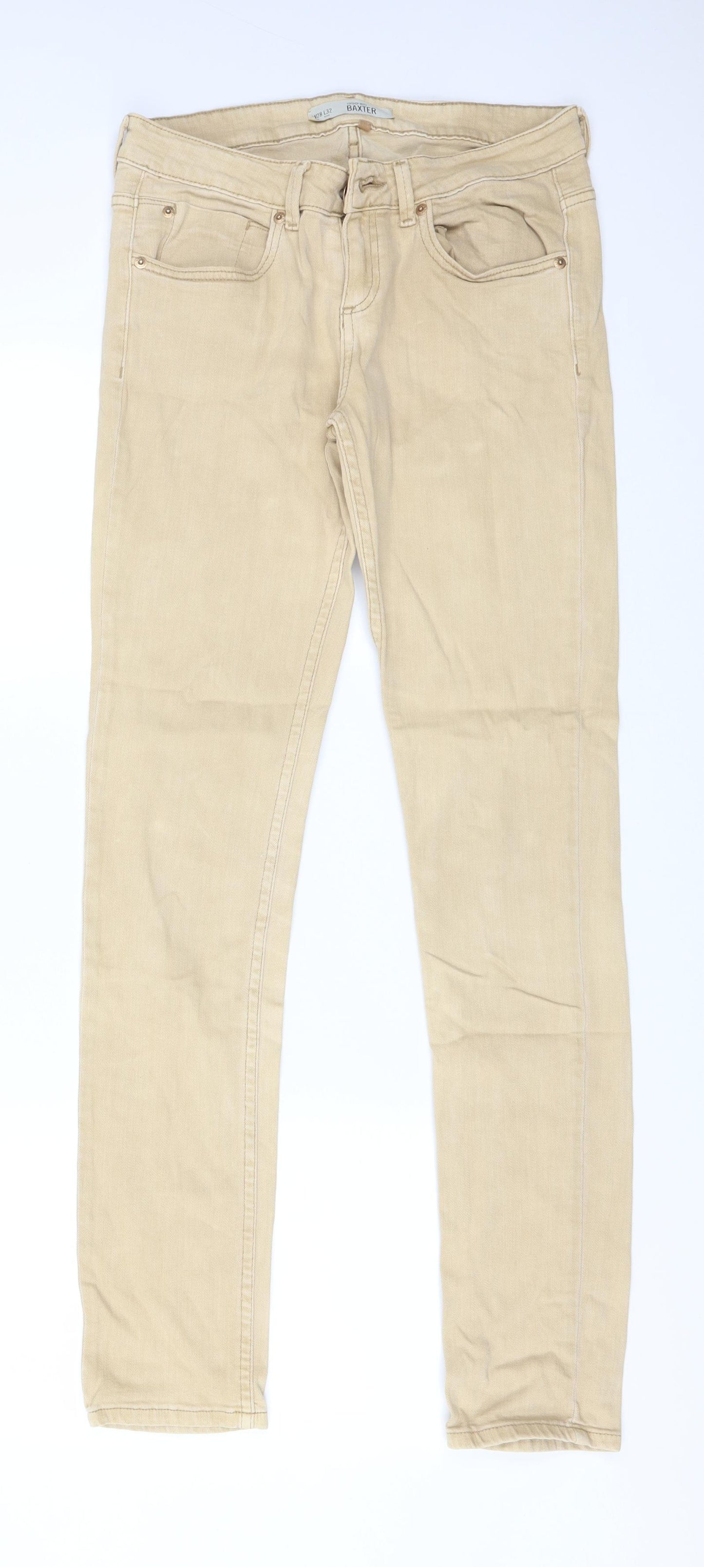 Topshop Womens Beige  Cotton Straight Jeans Size 28 L32 in Regular