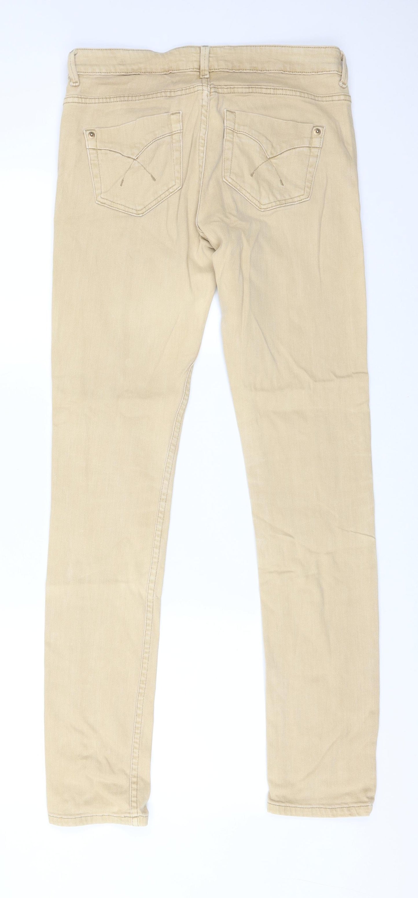 Topshop Womens Beige  Cotton Straight Jeans Size 28 L32 in Regular