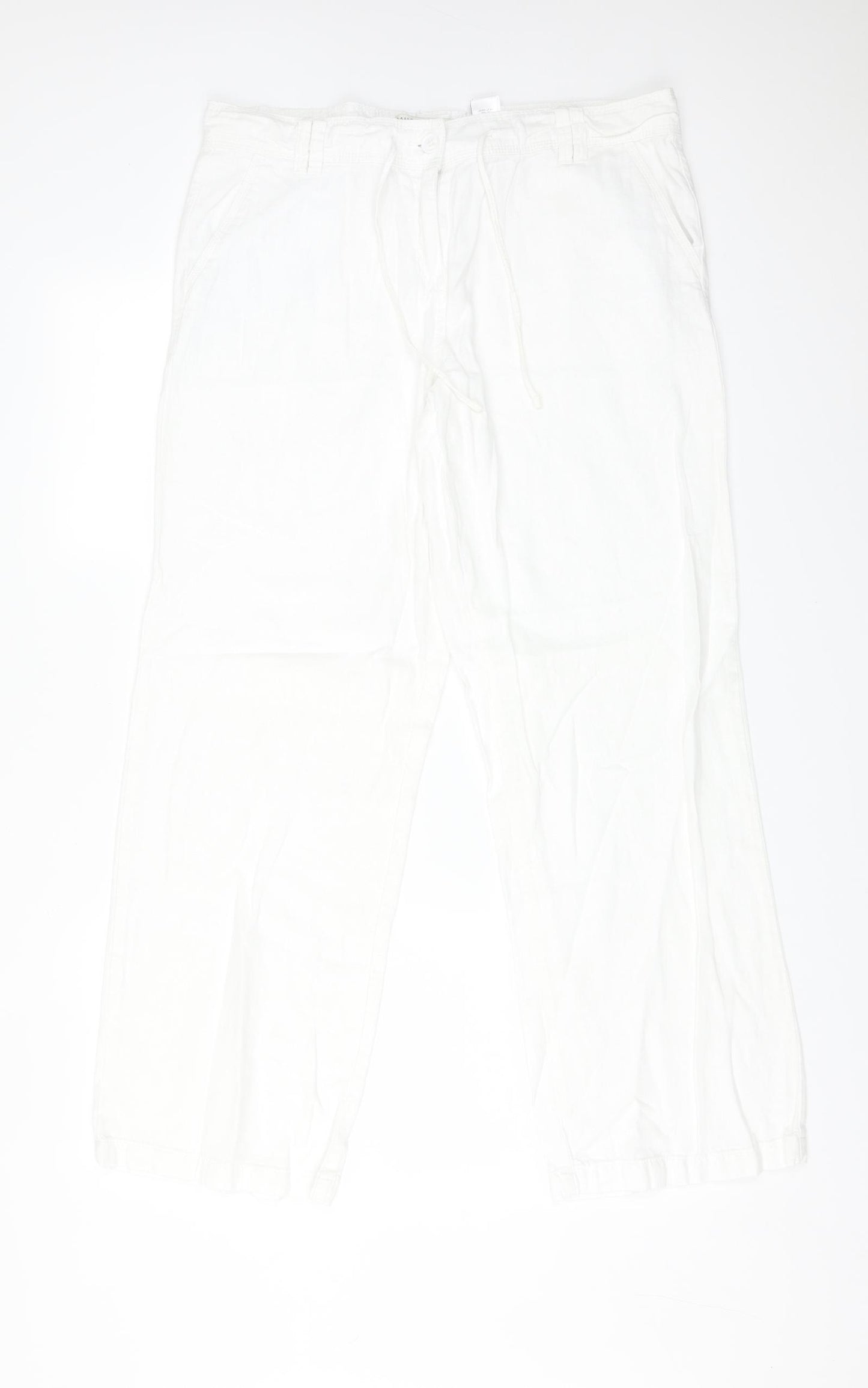 NEXT Womens White  Linen Trousers  Size 14 L30 in Regular