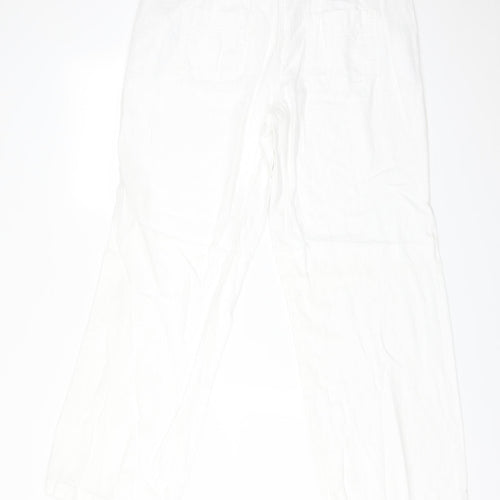 NEXT Womens White  Linen Trousers  Size 14 L30 in Regular