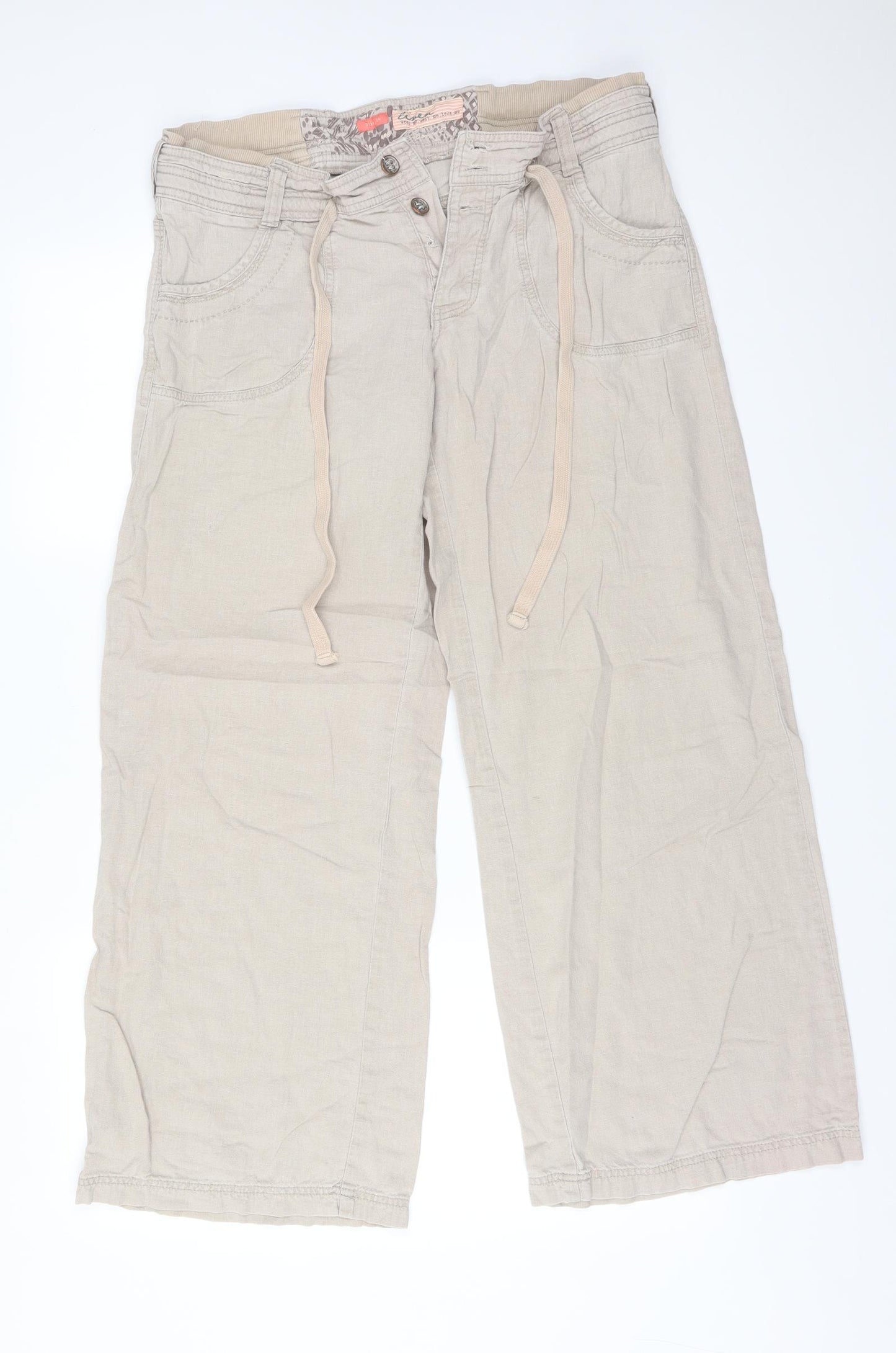 New Look Womens Brown  Linen Trousers  Size 14 L30 in Regular