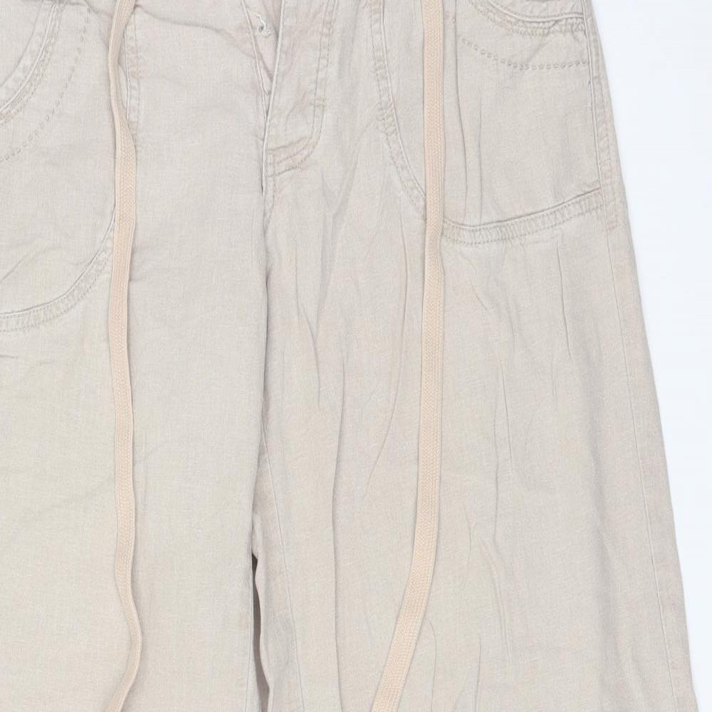New Look Womens Brown  Linen Trousers  Size 14 L30 in Regular