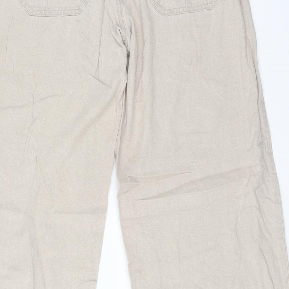 New Look Womens Brown  Linen Trousers  Size 14 L30 in Regular