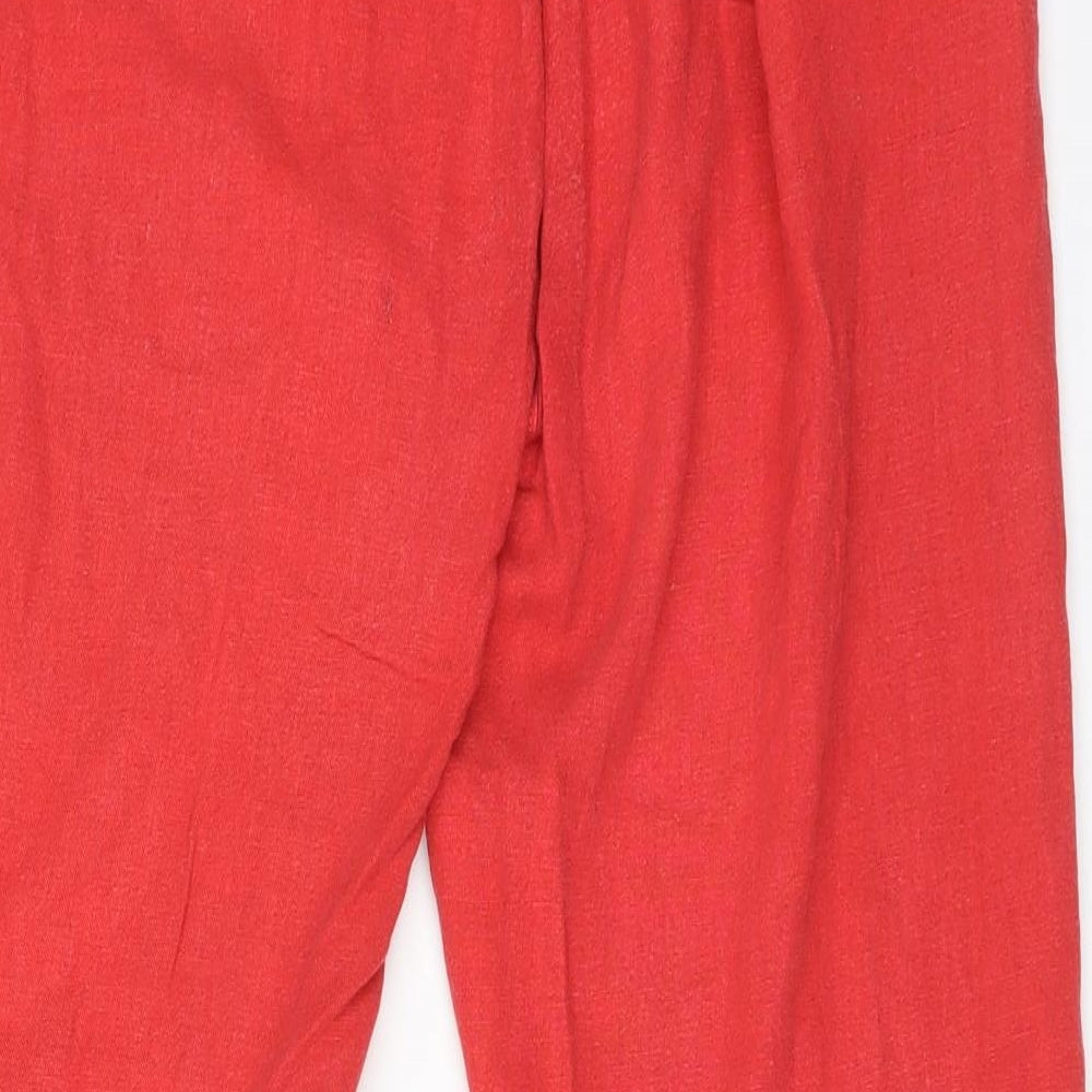 Peacocks Womens Red  Linen Trousers  Size 12 L28 in Regular