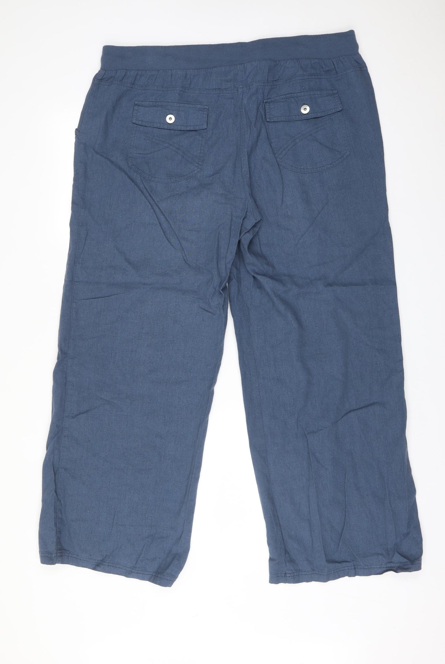Yours Womens Blue  Linen Trousers  Size 18 L30 in Regular