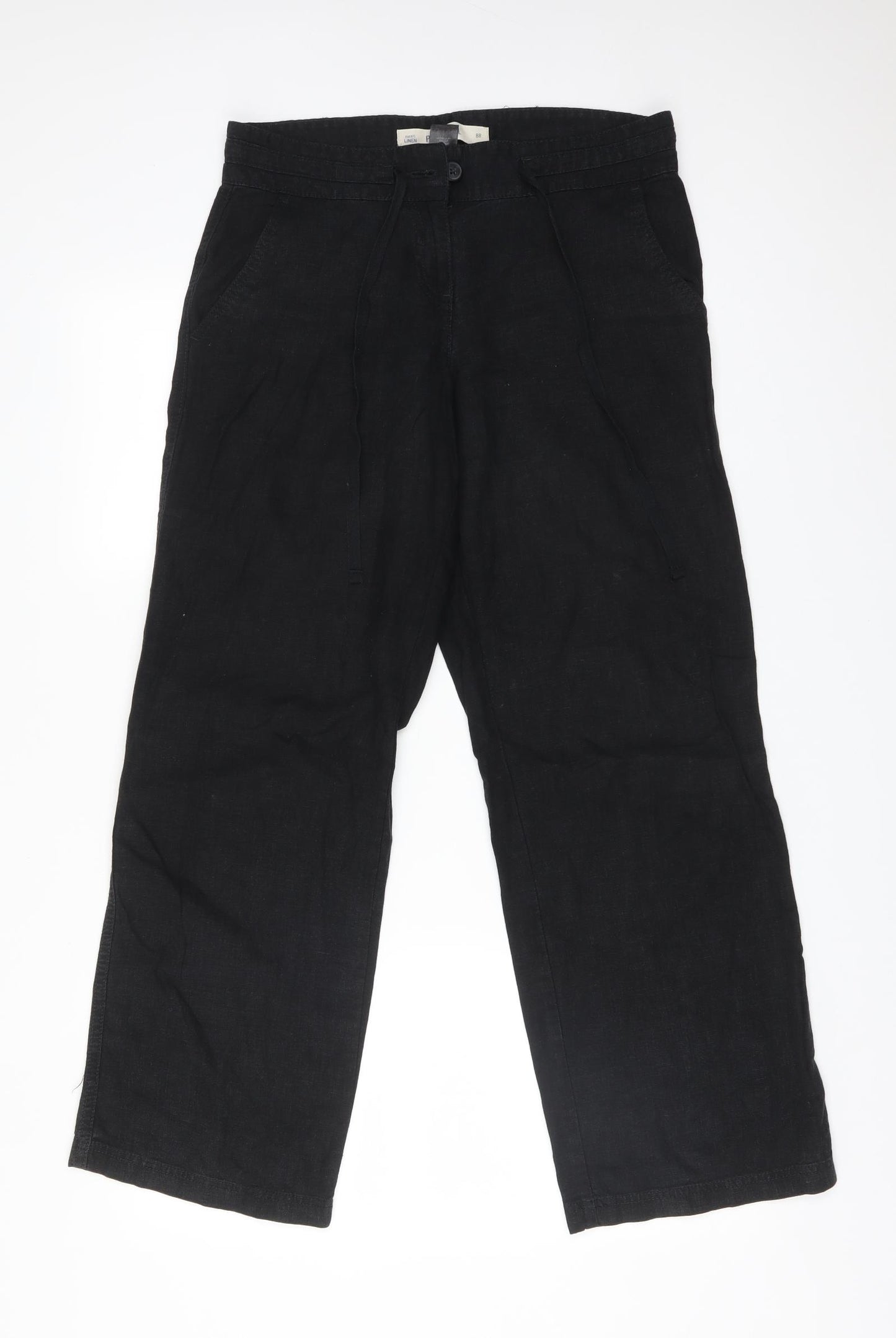 NEXT Womens Black  Linen Trousers  Size 8 L29 in Regular