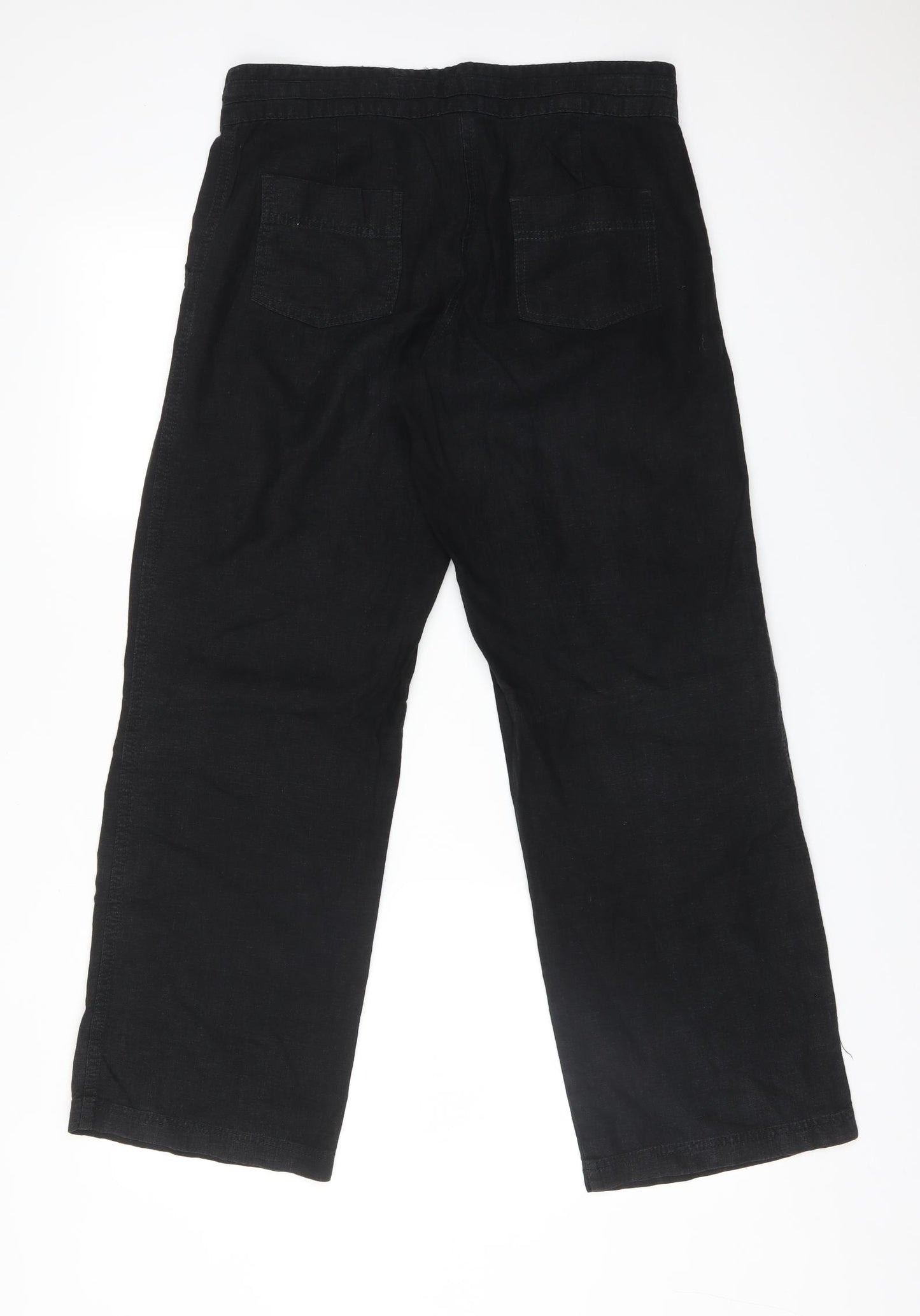 NEXT Womens Black  Linen Trousers  Size 8 L29 in Regular