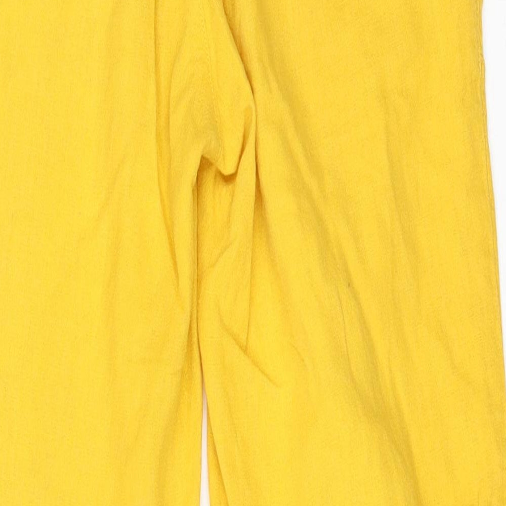 Primark Womens Yellow  Linen Trousers  Size 4 L26 in Regular