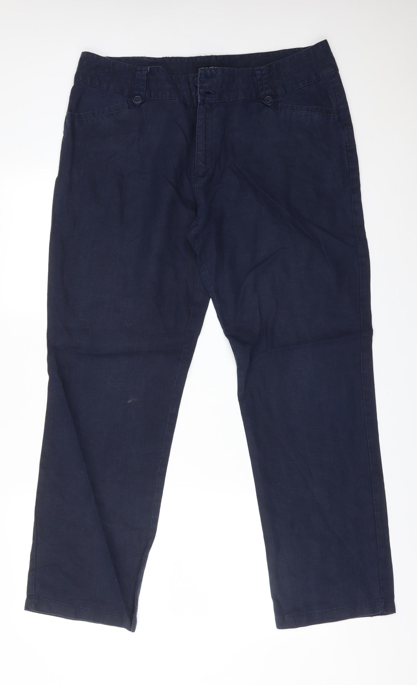 BC Clothing Womens Blue  Linen Trousers  Size 18 L31 in Regular
